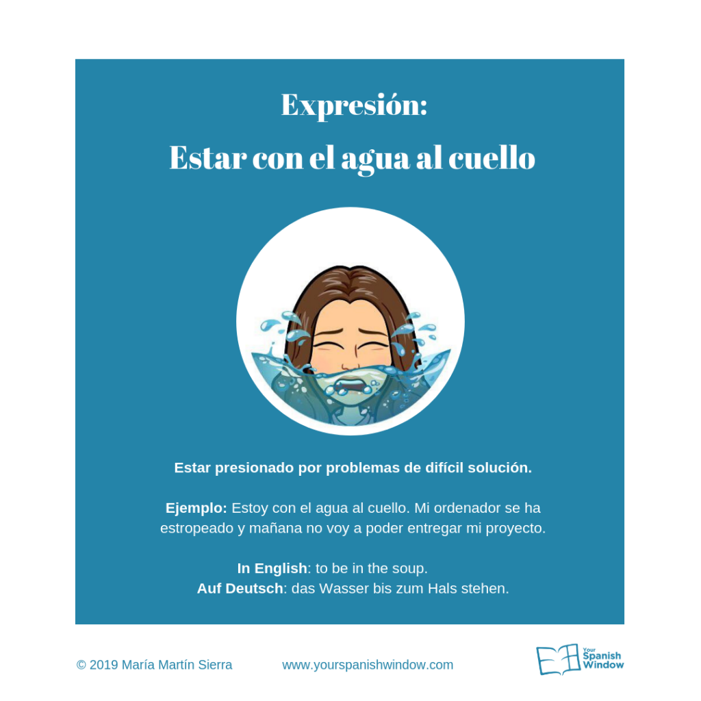 estar agua cuello expresiones españolas